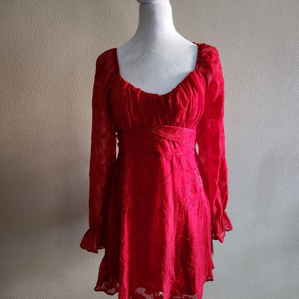 New Elegant Red Lace Dress